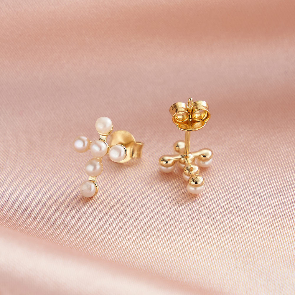 Pendientes de perlas naturales de plata de ley 925, joyería de moda, regalo para mujeres y niñas.