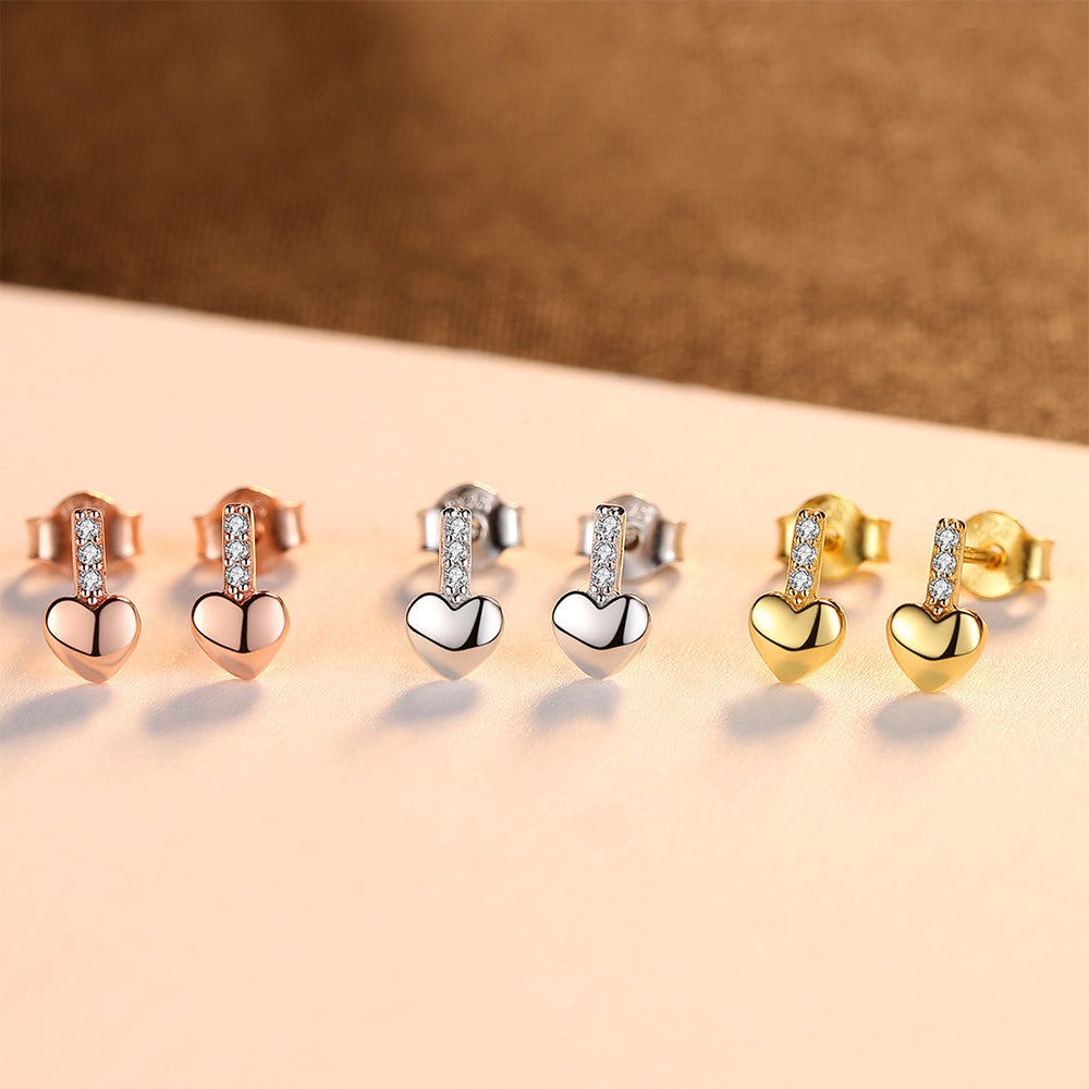 925 Sterling Silver Heart Earrings Fashion Jewelry Gift for Women Girls