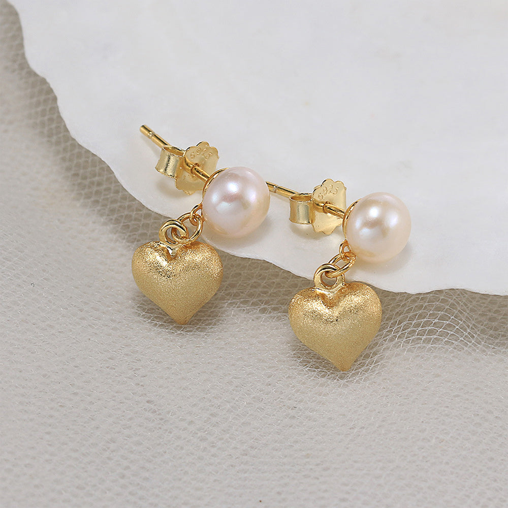 925 Sterling Silver Natural Pearl Huggie Earrings Fashion Jewelry Gift for Women Girl