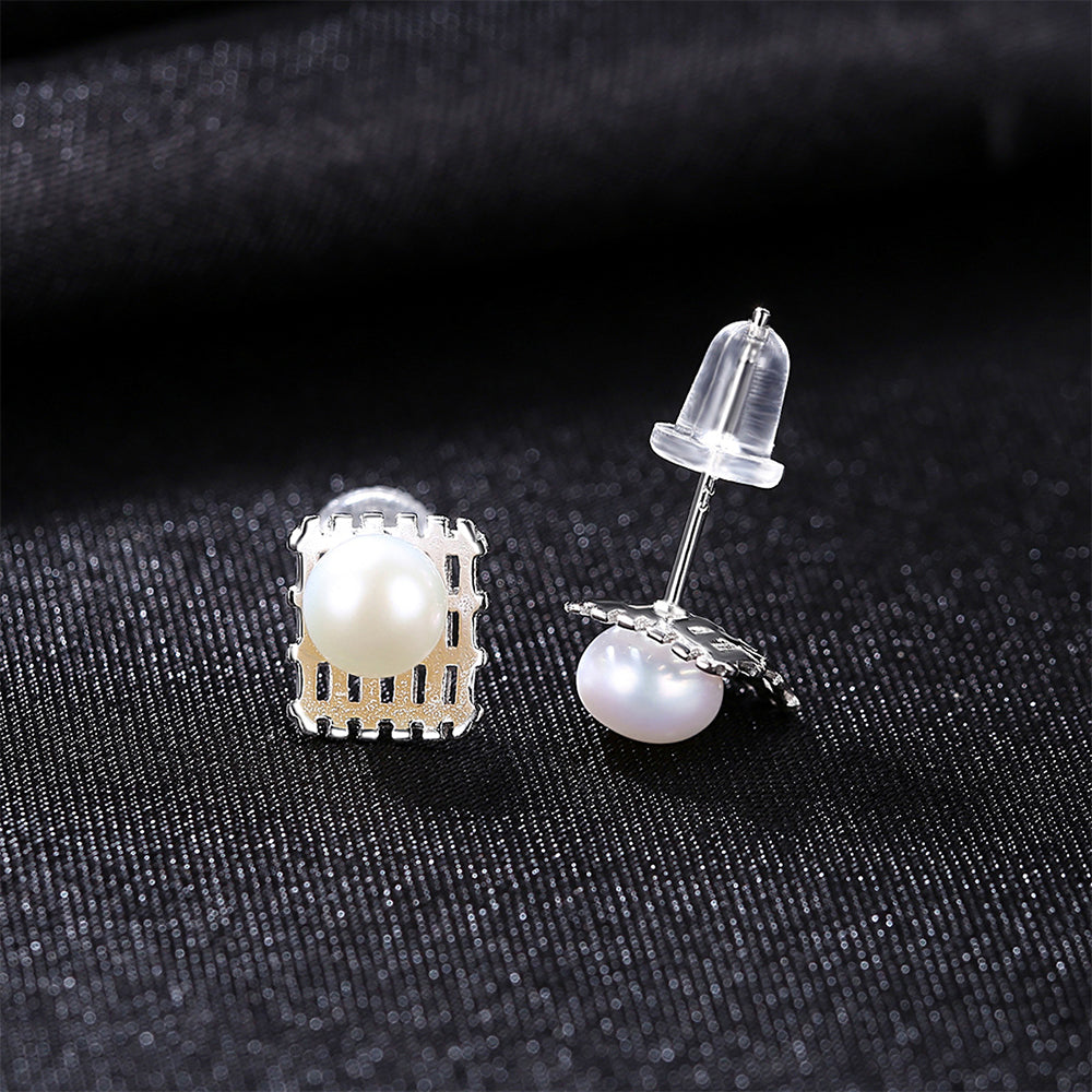 925 Sterling Silver Natural Pearl Drop Earrings Fashion Jewelry Gift for Women Girls