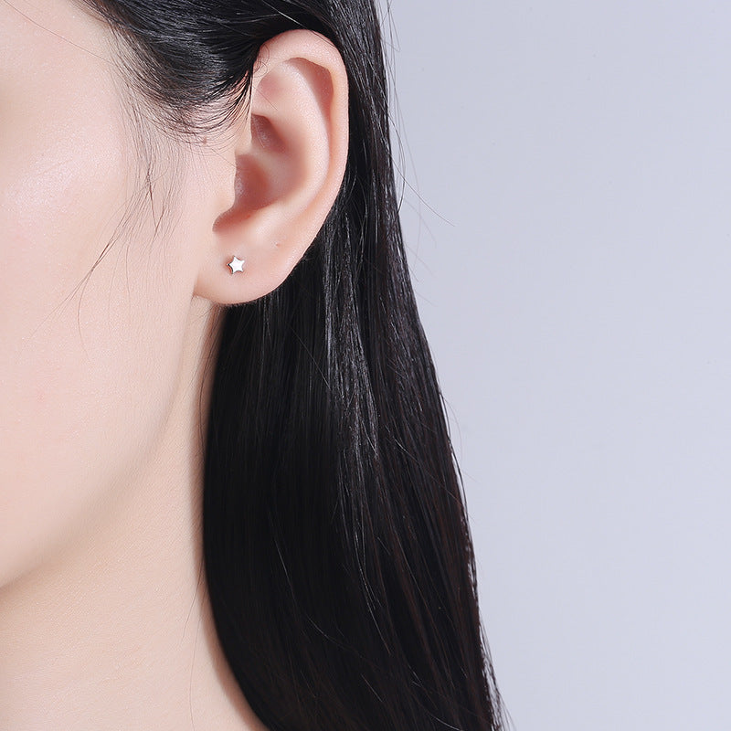 925 Sterling Silver Star Screwed Earrings