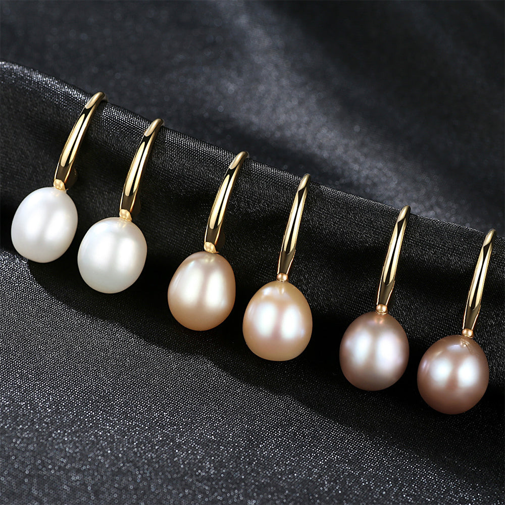 925 Sterling Silver Natural Pearl Drop Earrings Fashion Jewelry Gift for Women Girls