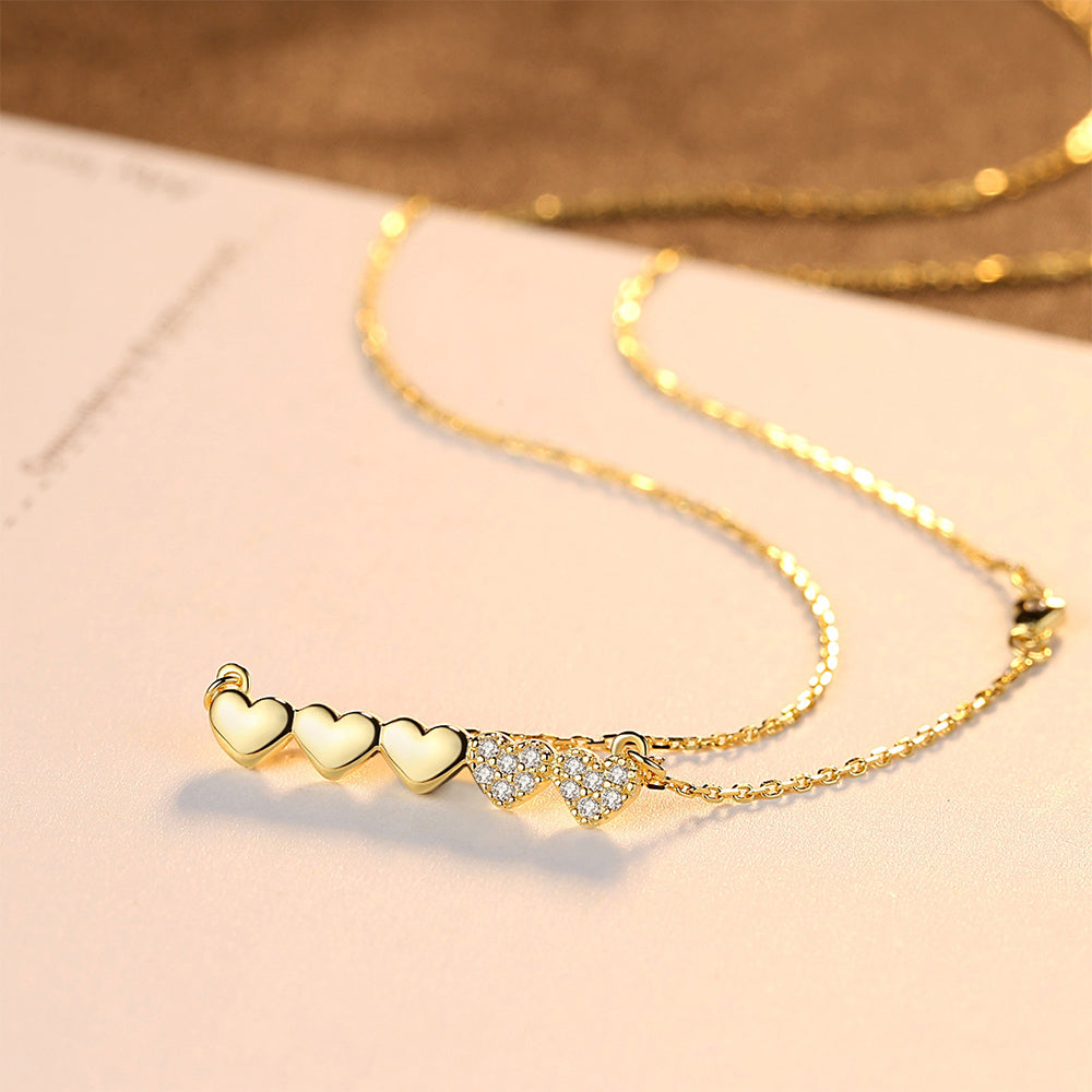 925 Sterling Silver Heart Necklace Fashion Jewelry Gift for Women Girls