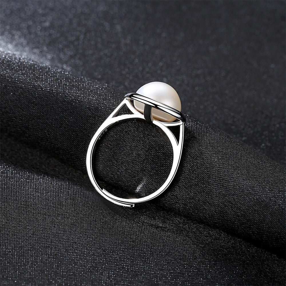 925 Sterling Silver Natural Pearl Ring Fashion Jewelry Gift for Women Girls
