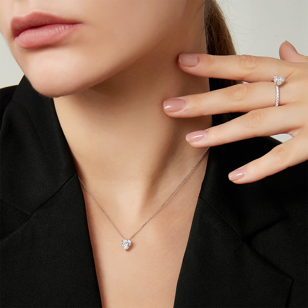 925 Sterling Silver Heart Necklace Fashion Jewelry Gift for Women Girls