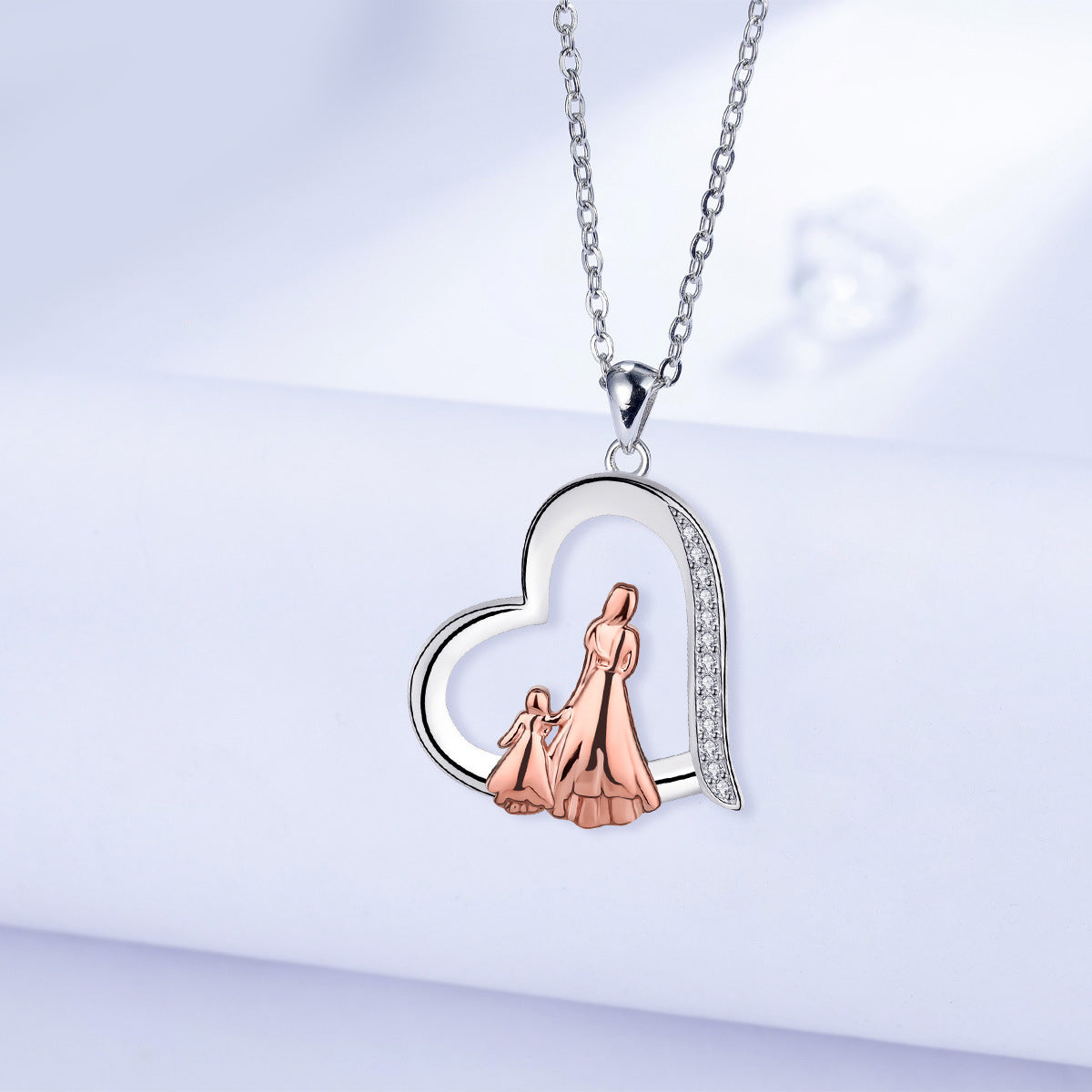 Copper With Silver/Rosegold Plated Heart Pendant Necklace for Women