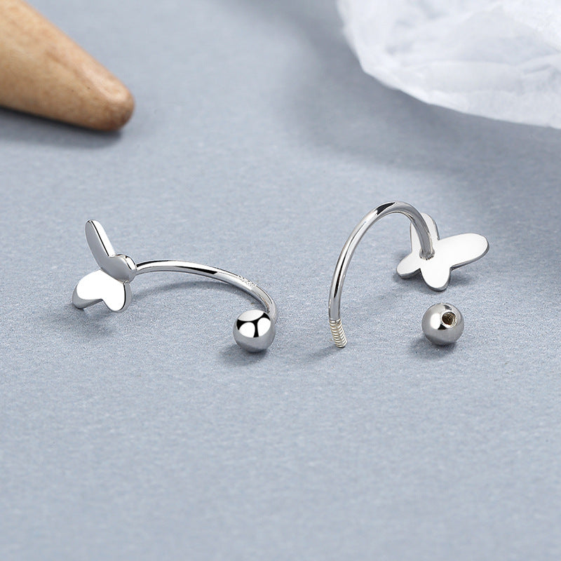 925 Sterling Silver Butterfly Screw Back Stud Earrings