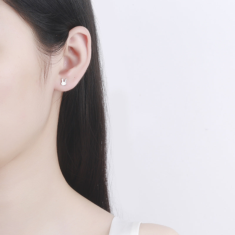 925 Sterling Silver Rabbit Screwed Earrings