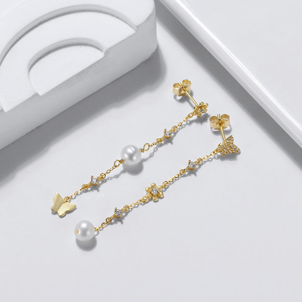 925 Sterling Silver Natural Pearl Earrings Fashion Jewelry Gift for Women Girl