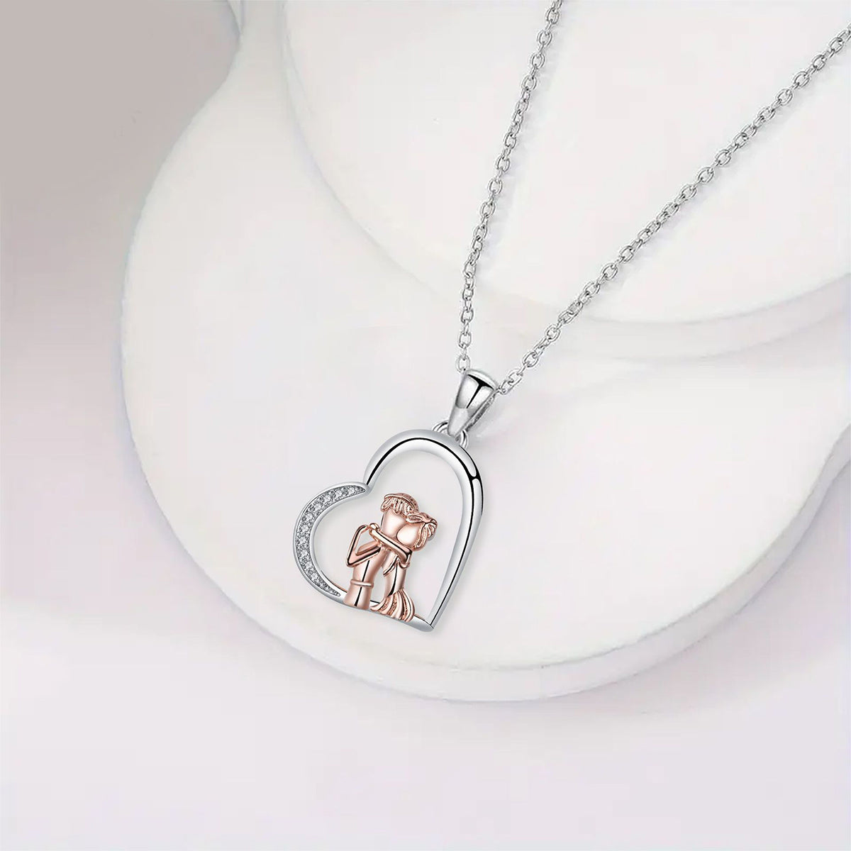 Copper With Silver/Rosegold Plated Heart Pendant Necklace