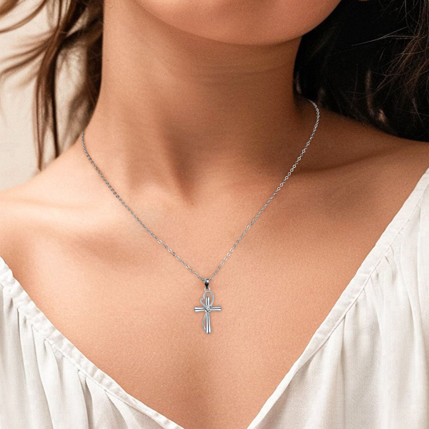 Copper With Silver Plated Cross Pendant Necklace