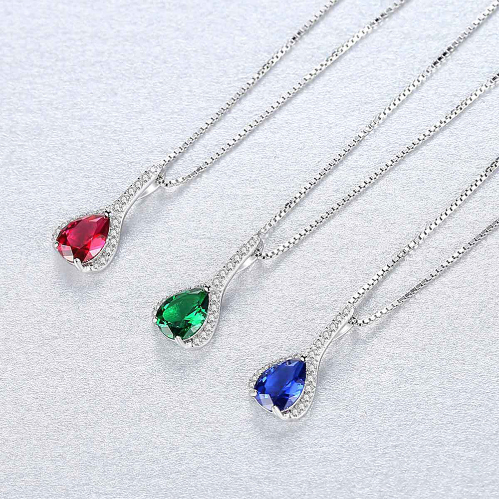 925 Sterling Silver Drop Zircon Necklace Fashion Jewelry Gift for Women Girls