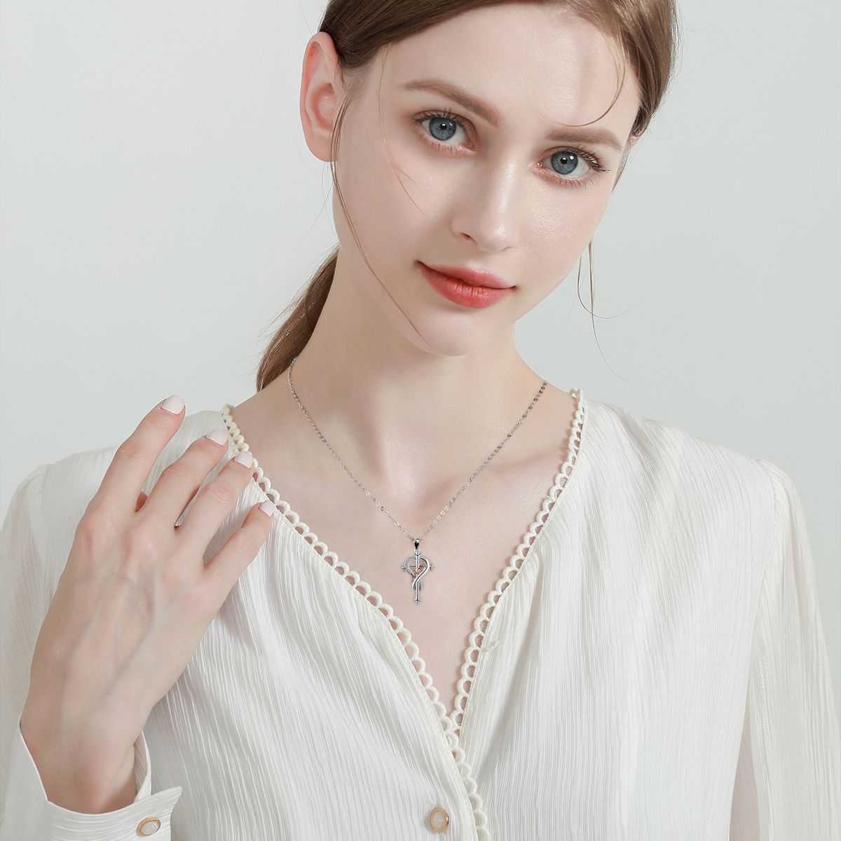 Copper With Silver/Rosegold Plated Cross Pendant Necklace