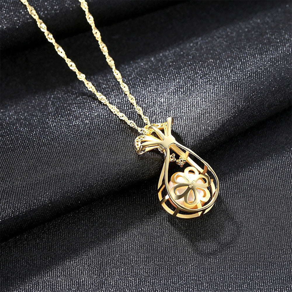 925 Sterling Silver Natural Pearl Drop Necklace Fashion Jewelry Gift for Women Girls