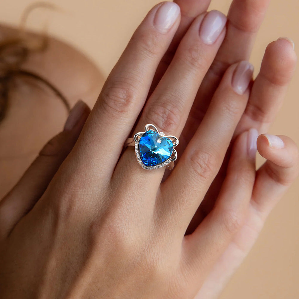 925 Sterling Silver Crystal Heart Ring