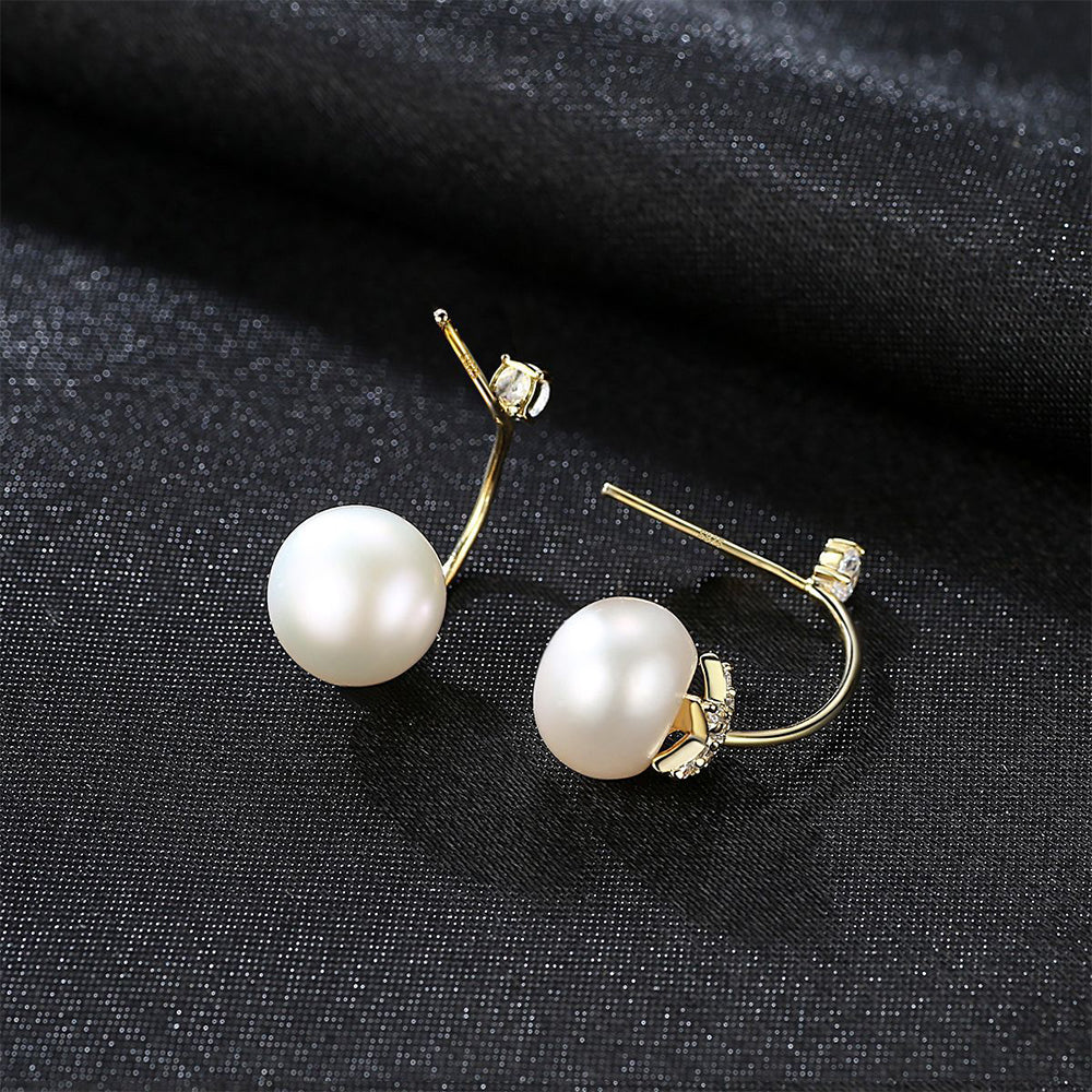 925 Sterling Silver Natural Pearl Long Drop Earrings Fashion Jewelry Gift for Women Girls