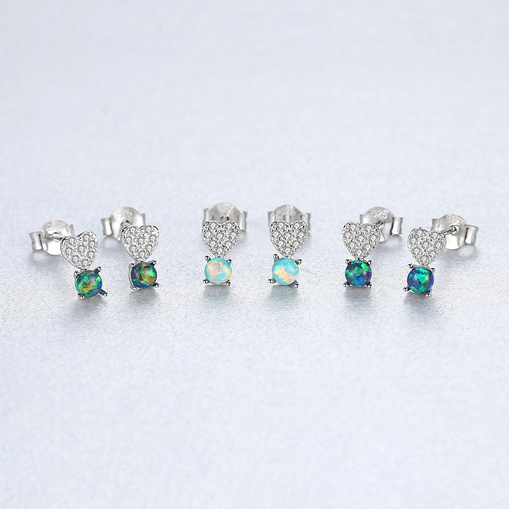 925 Sterling Silver Heart Earrings Fashion Jewelry Gift for Women Girls