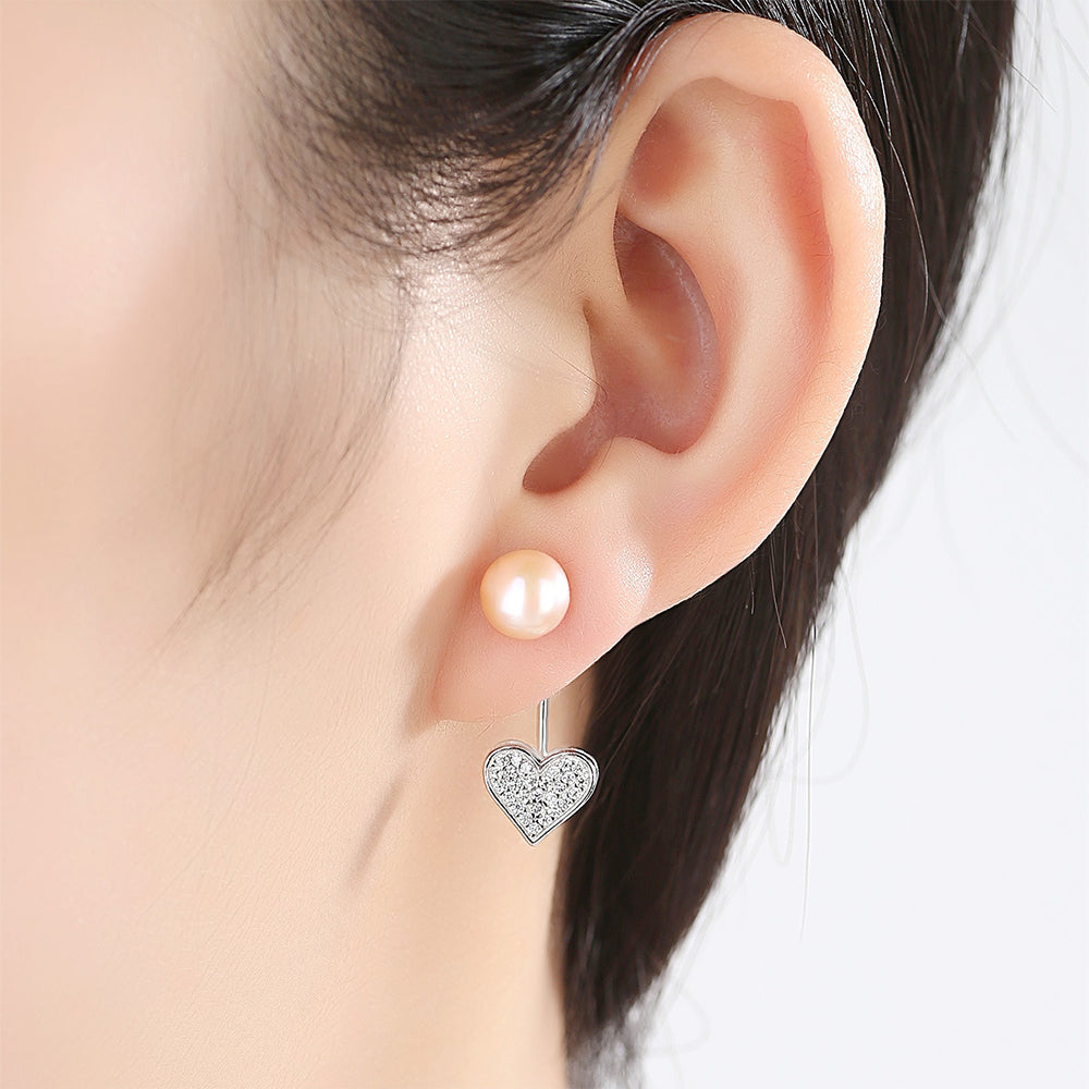 925 Sterling Silver Natural Pearl Long Drop Earrings Fashion Jewelry Gift for Women Girls