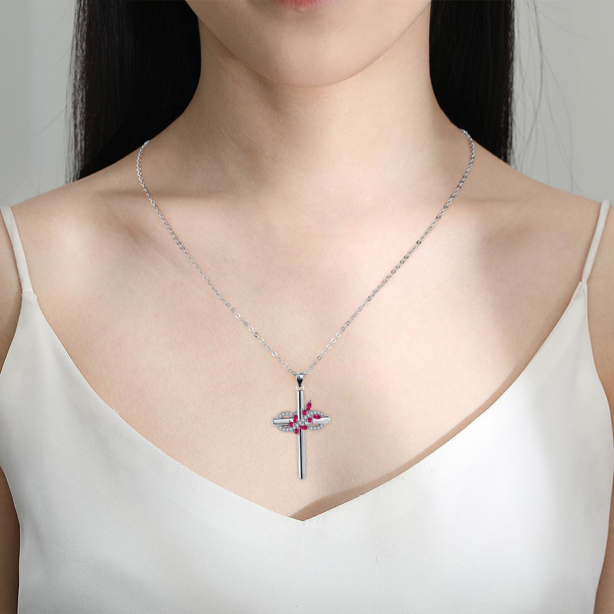 Copper With Silver Plated Cross Infinity Pendant Necklace