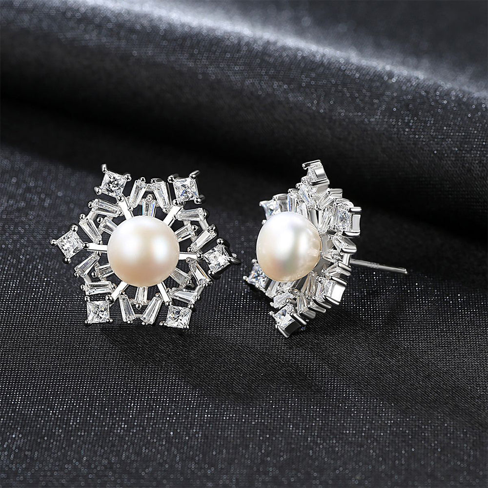 925 Sterling Silver Natural Pearl Drop Earrings Fashion Jewelry Gift for Women Girls
