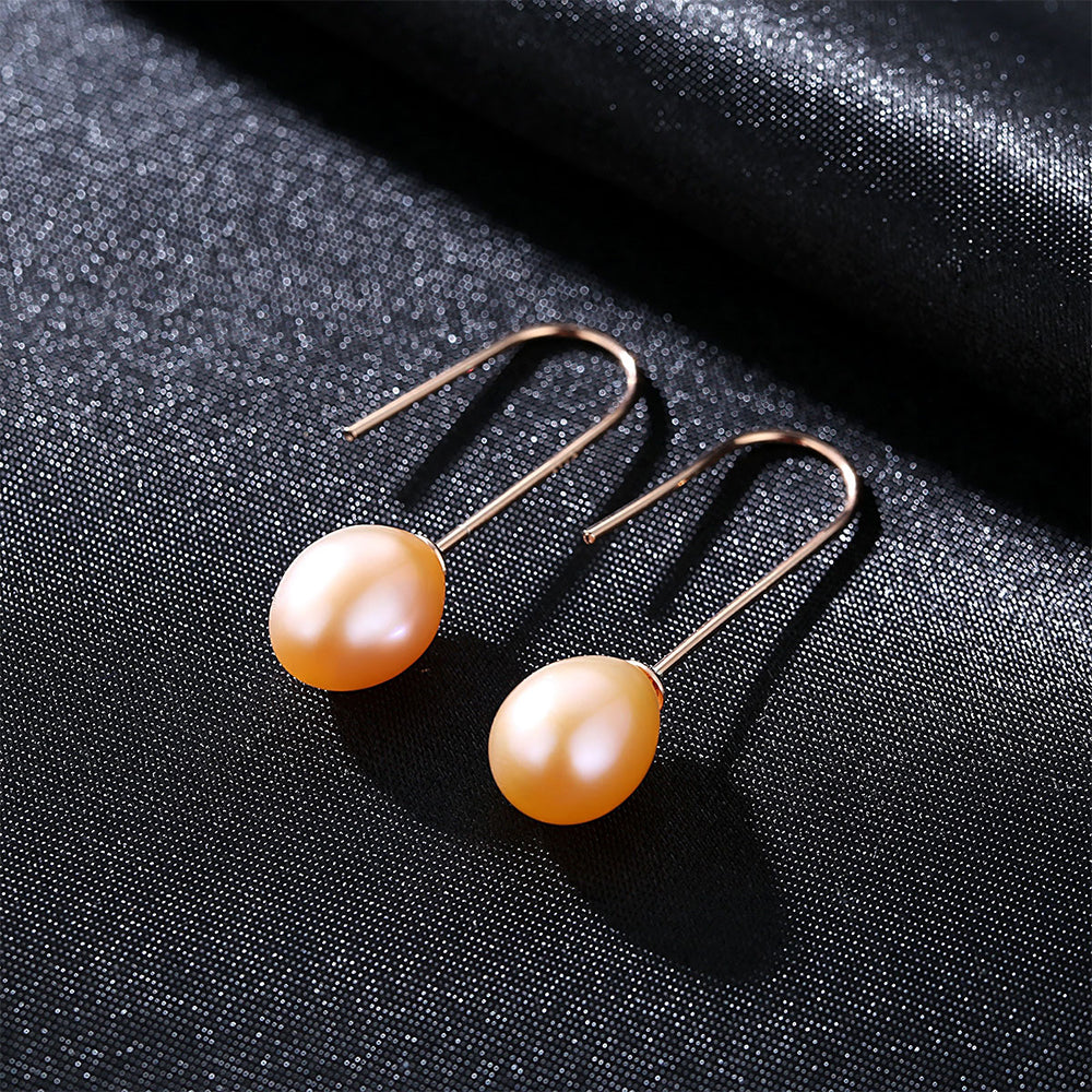 925 Sterling Silver Natural Pearl Drop Hook Earrings Fashion Jewelry Gift for Women Girls