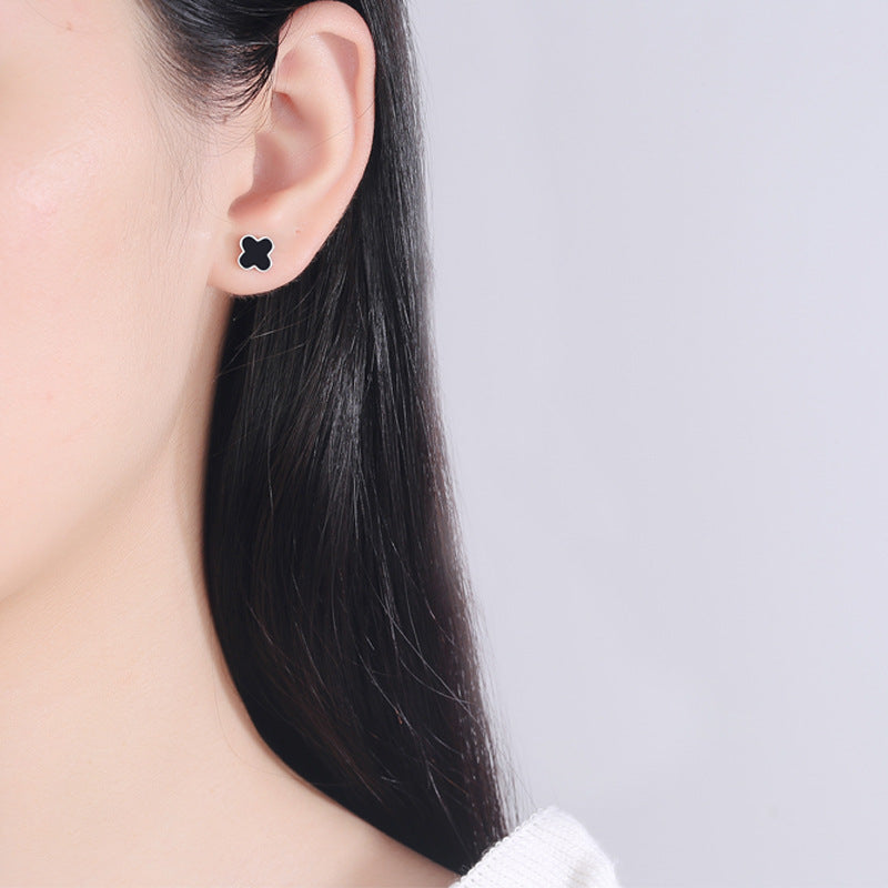 925 Sterling Silver Enamel Screw Back Stud Earrings