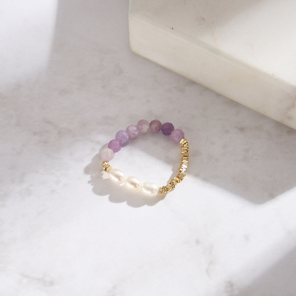 925 Sterling Silver Natural Pearl Ring Fashion Jewelry Gift for Women Girls