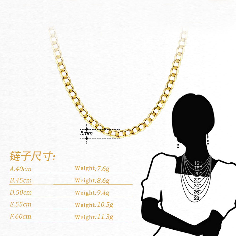 925 Sterling Silver Curb Chain 3mm 5mm