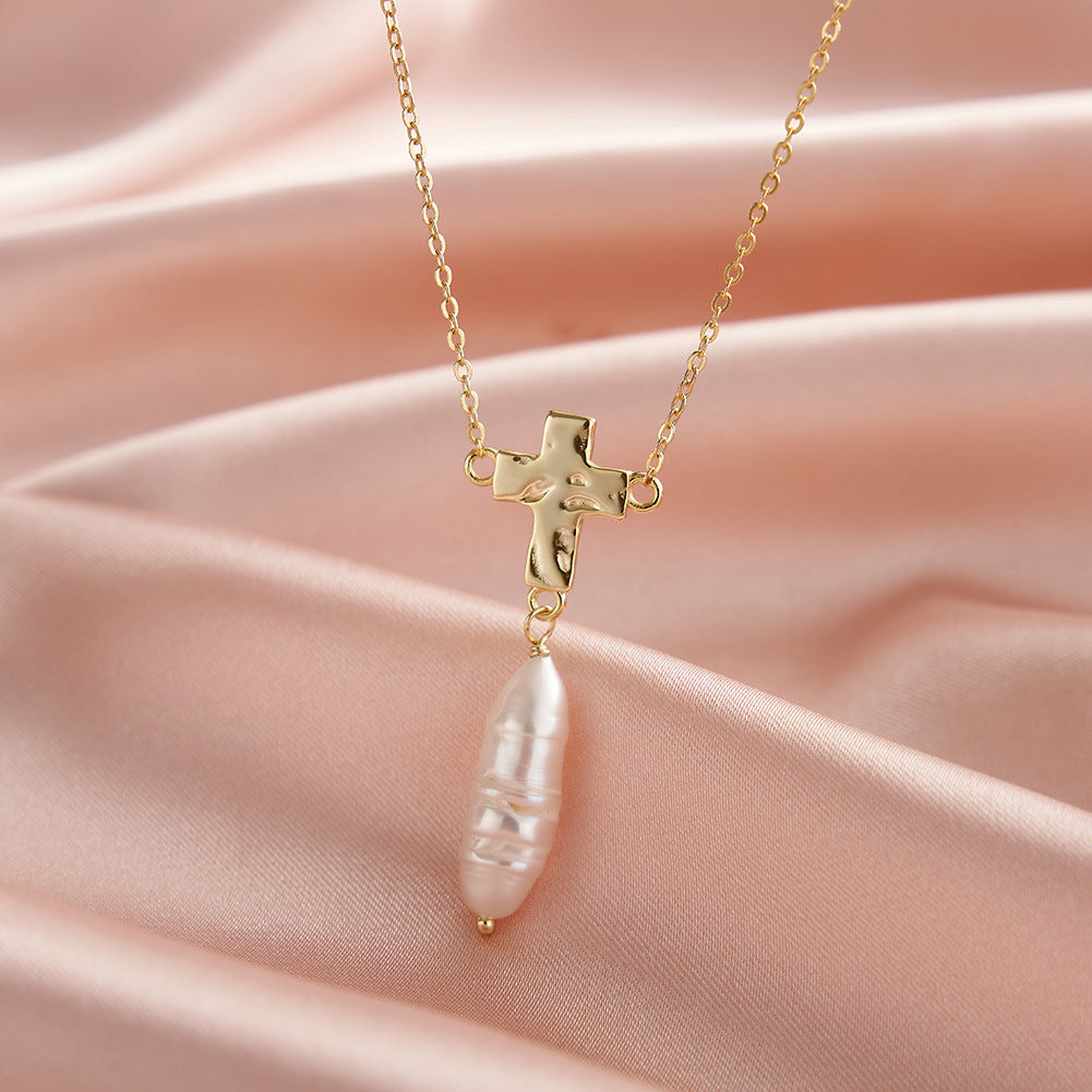 925 Sterling Silver Natural Pearl Necklace Fashion Jewelry Gift for Women Girls