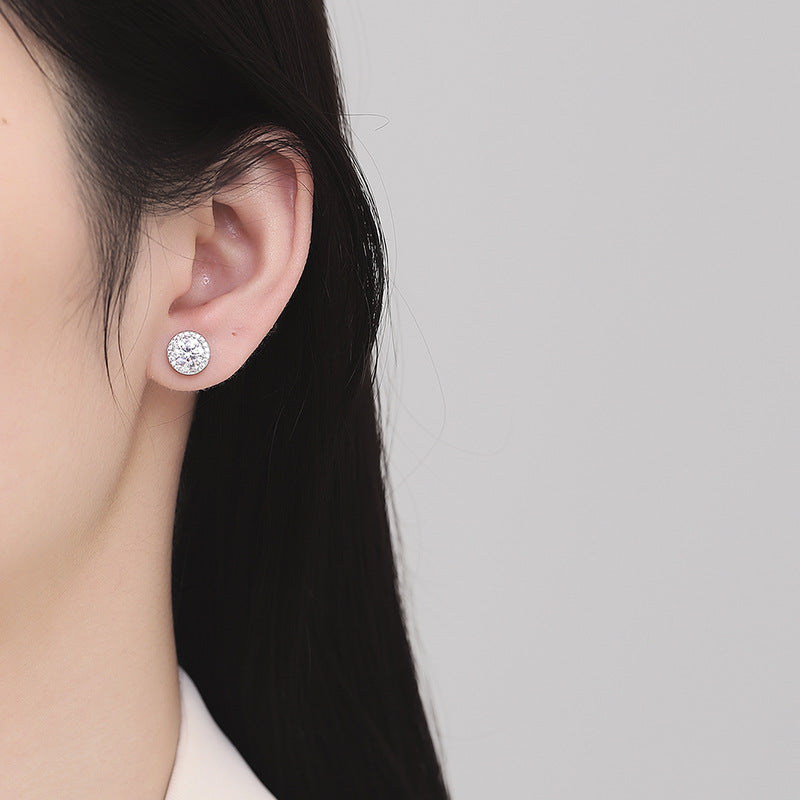 925 Sterling Silver Zircon Screw Back Stud Earrings