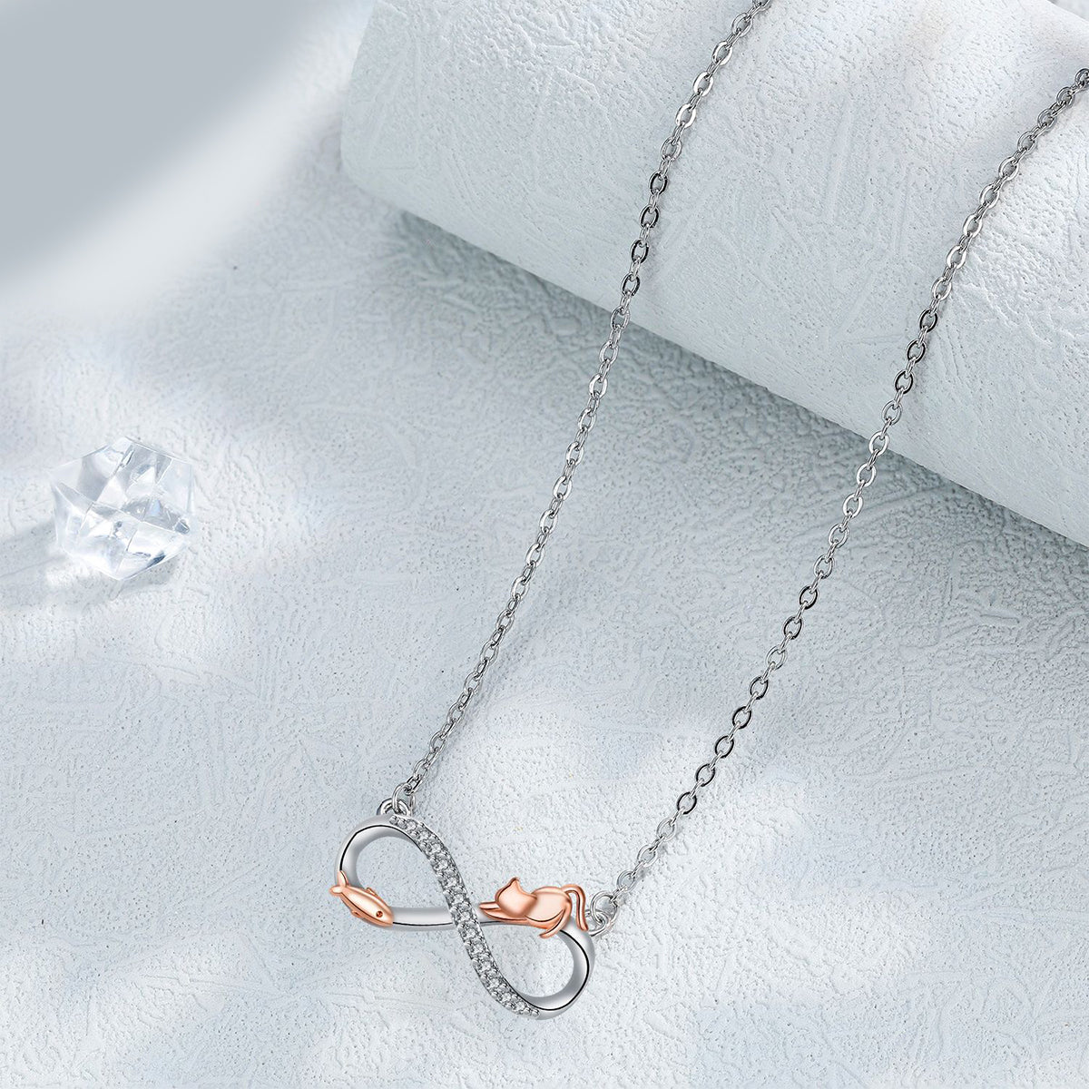 Copper With Silver/Rosegold Plated Infinity Pendant Necklace