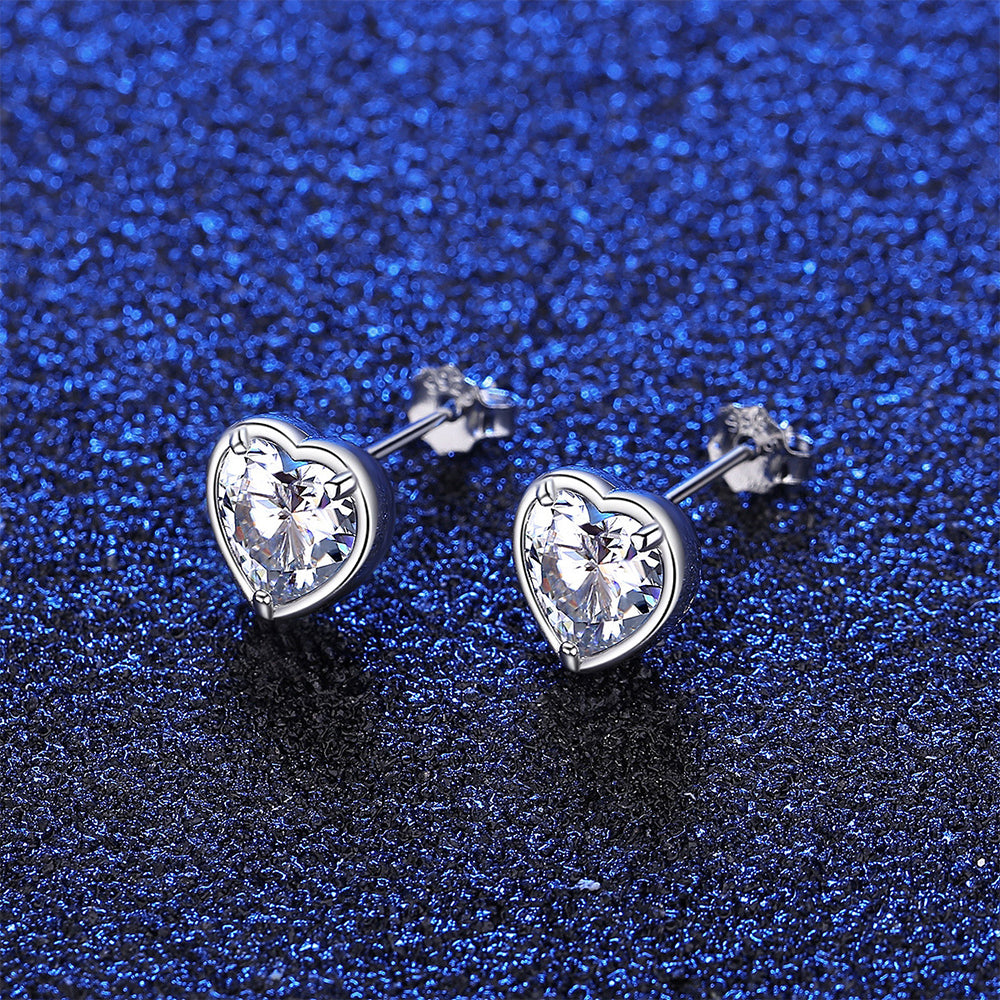 925 Sterling Silver Heart Earrings Fashion Jewelry Gift for Women Girls