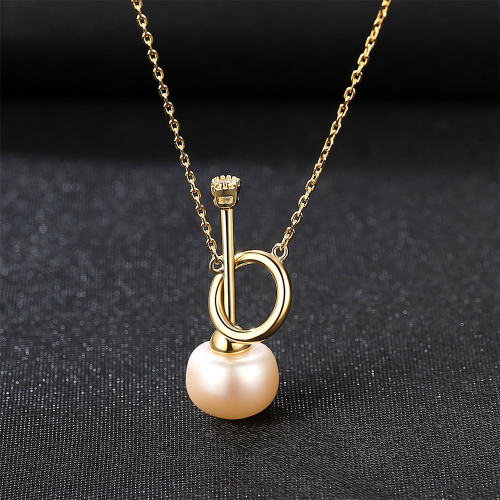 925 Sterling Silver Natural Pearl Drop Necklace Fashion Jewelry Gift for Women Girls