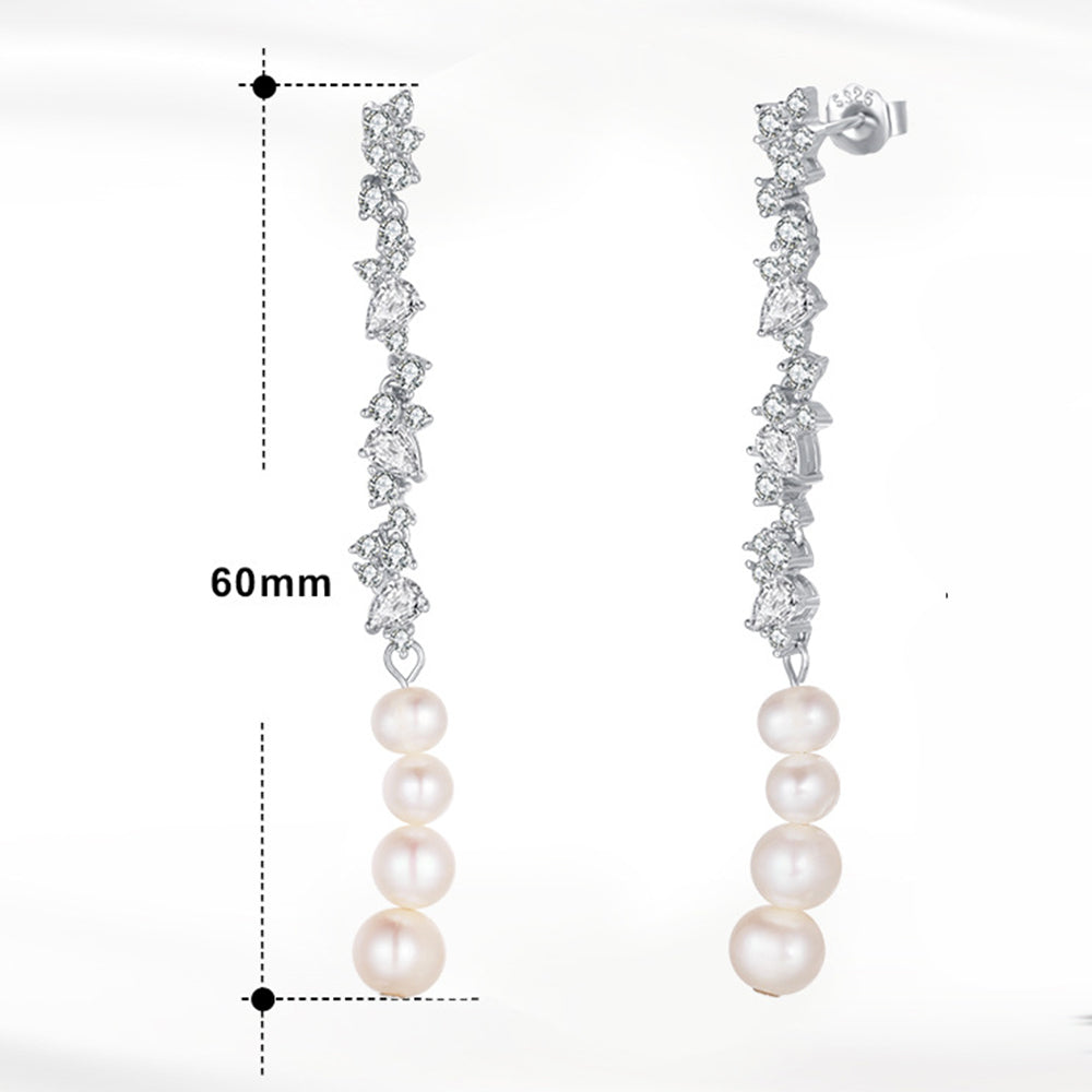 925 Sterling Silver Natural Pearl Earrings Fashion Jewelry Gift for Women Girl