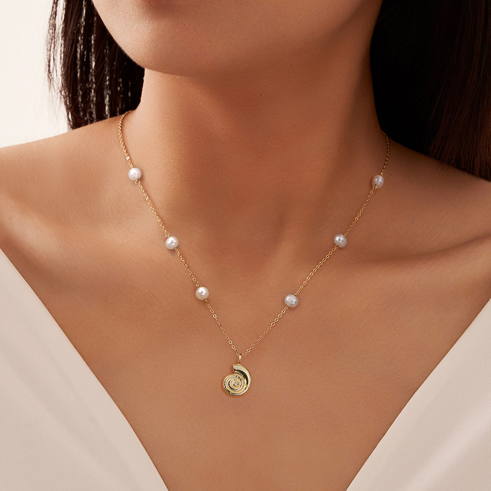 925 Sterling Silver Natural Pearl Necklace Fashion Jewelry Gift for Women Girls