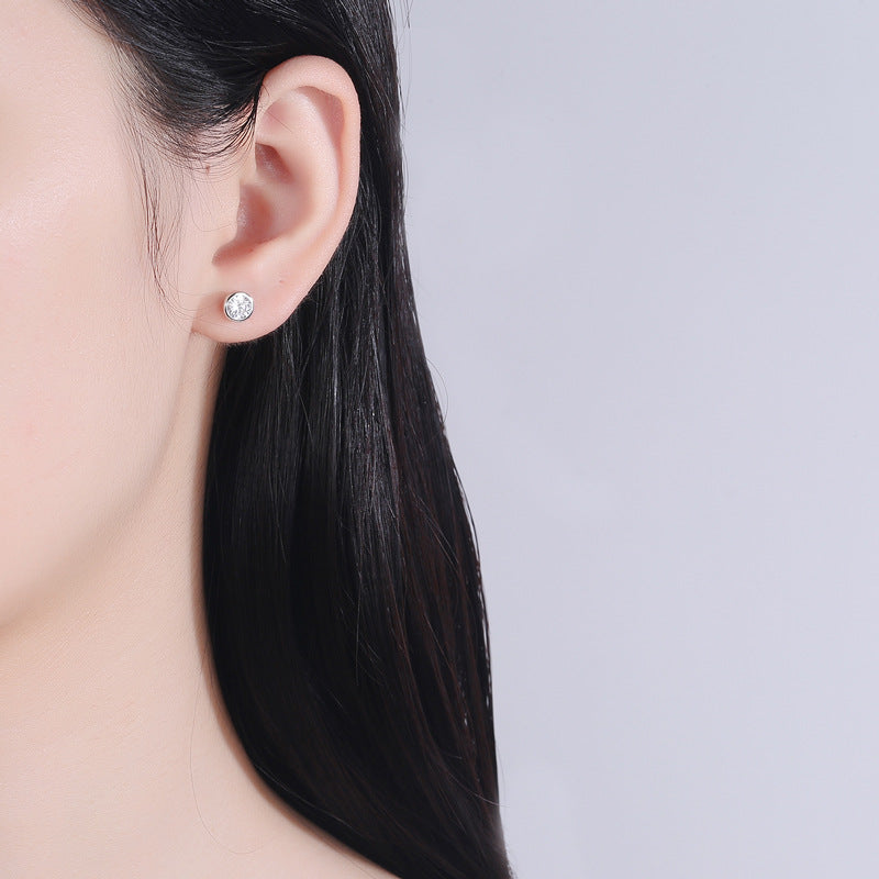 925 Sterling Silver Zircon Screw Back Stud Earrings