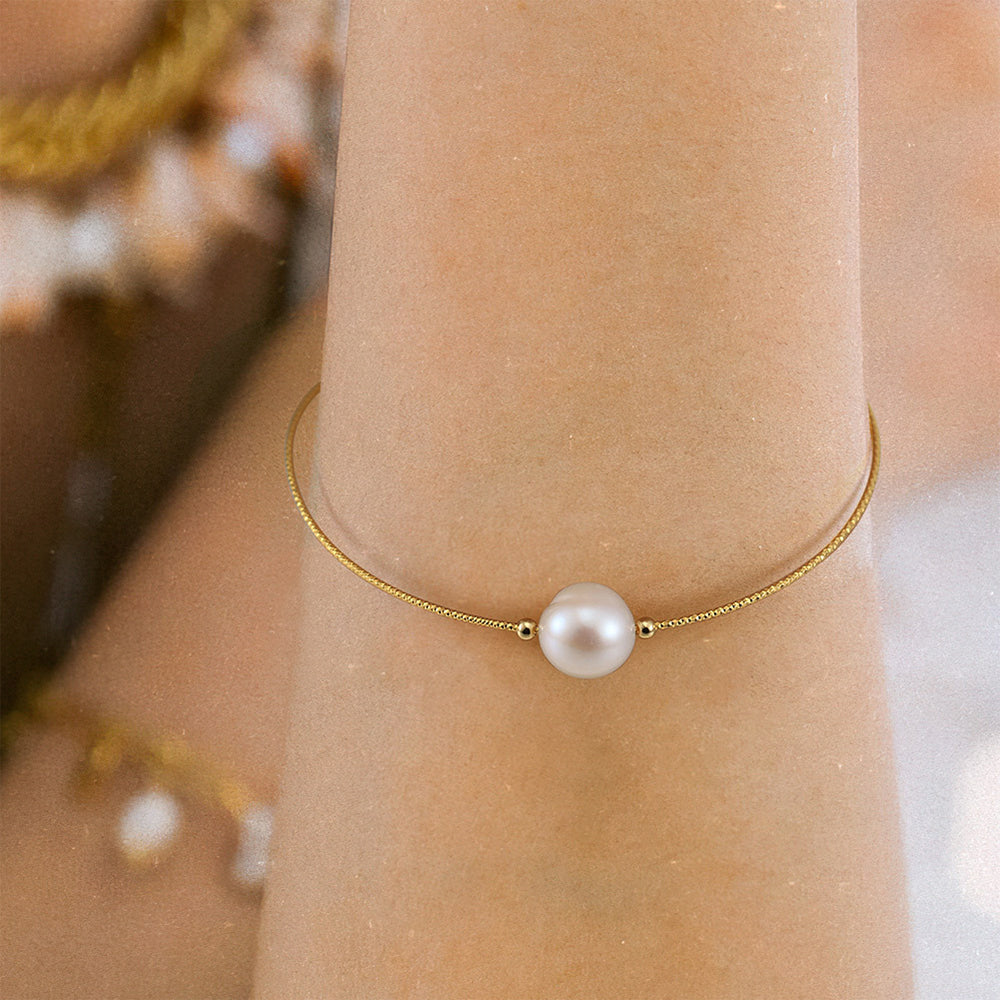 925 Sterling Silver Pearl Bracelet Fashion Jewelry Gift for Women Girls