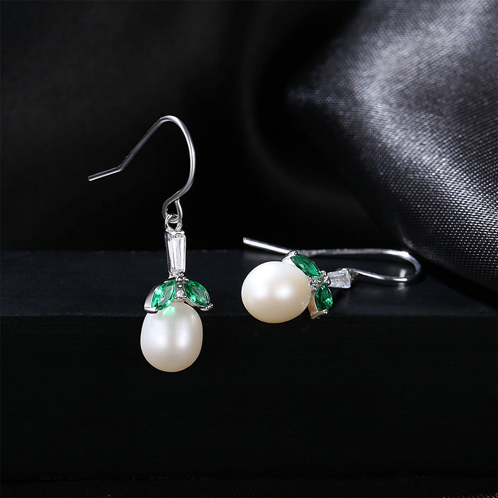 925 Sterling Silver Natural Pearl Drop Earrings Fashion Jewelry Gift for Women Girls(复制)