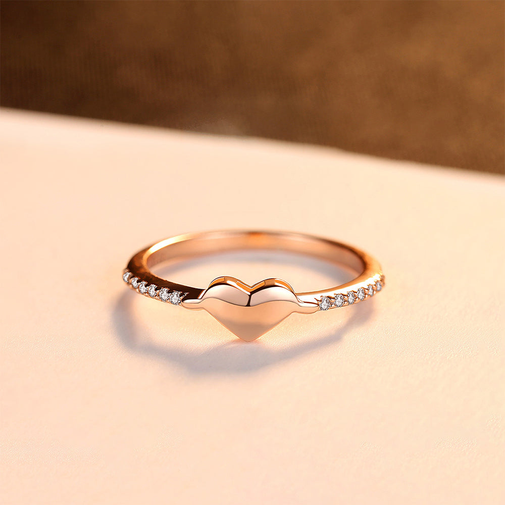 925 Sterling Silver Heart Ring Fashion Jewelry Gift for Women Girls