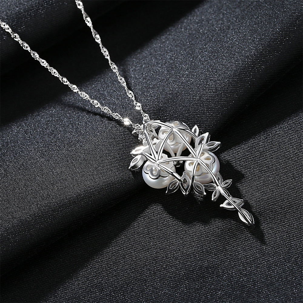 925 Sterling Silver Natural Pearl Drop Necklace Fashion Jewelry Gift for Women Girls