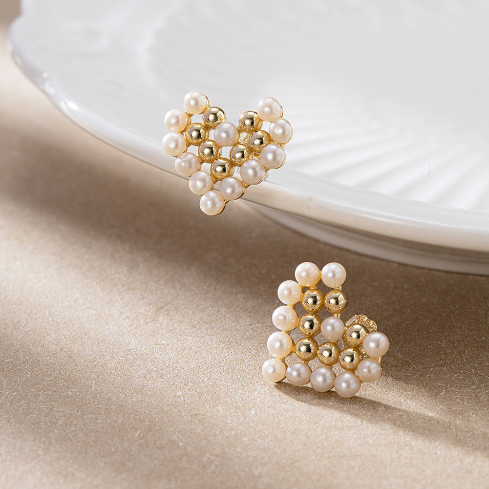 925 Sterling Silver Natural Pearl Earrings Fashion Jewelry Gift for Women Girl