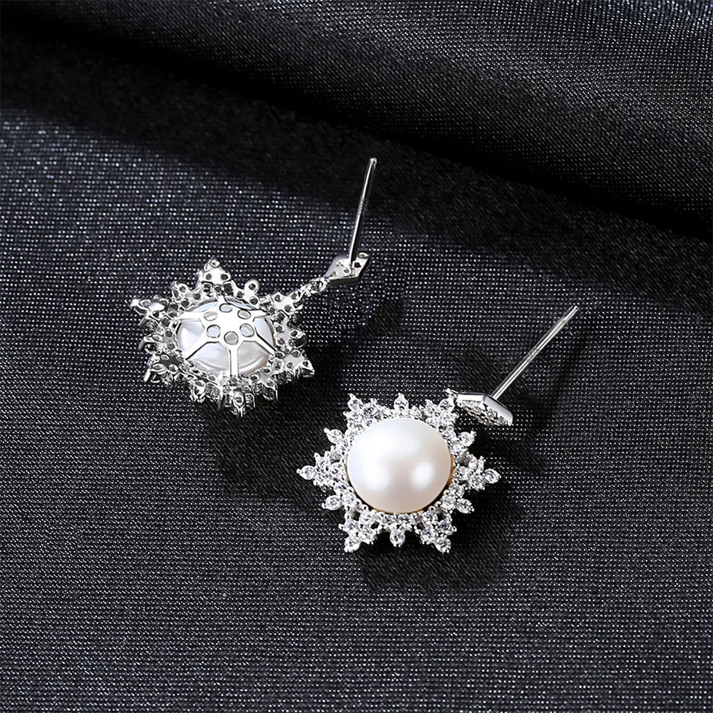 925 Sterling Silver Natural Pearl Drop Earrings Fashion Jewelry Gift for Women Girls
