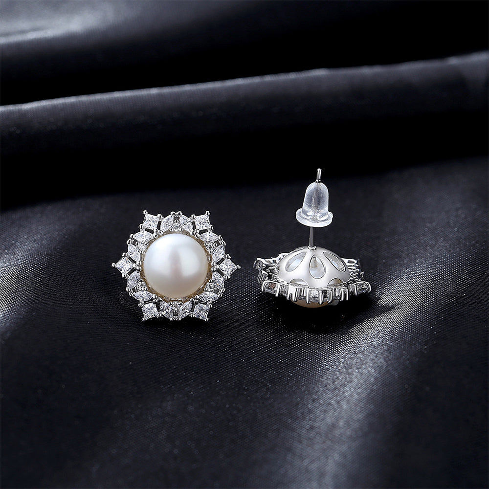 925 Sterling Silver Natural Pearl Drop Earrings Fashion Jewelry Gift for Women Girls