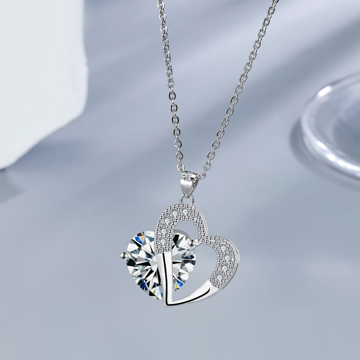 Copper With Silver Plated Heart Pendant Necklace