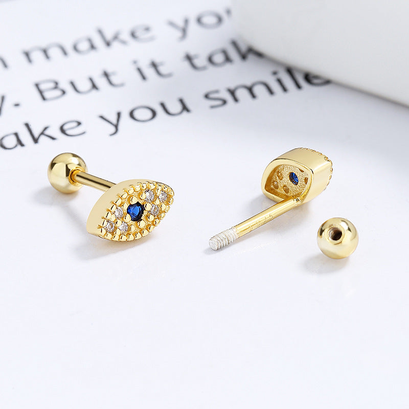 925 Sterling Silver Eye Screwed Earrings