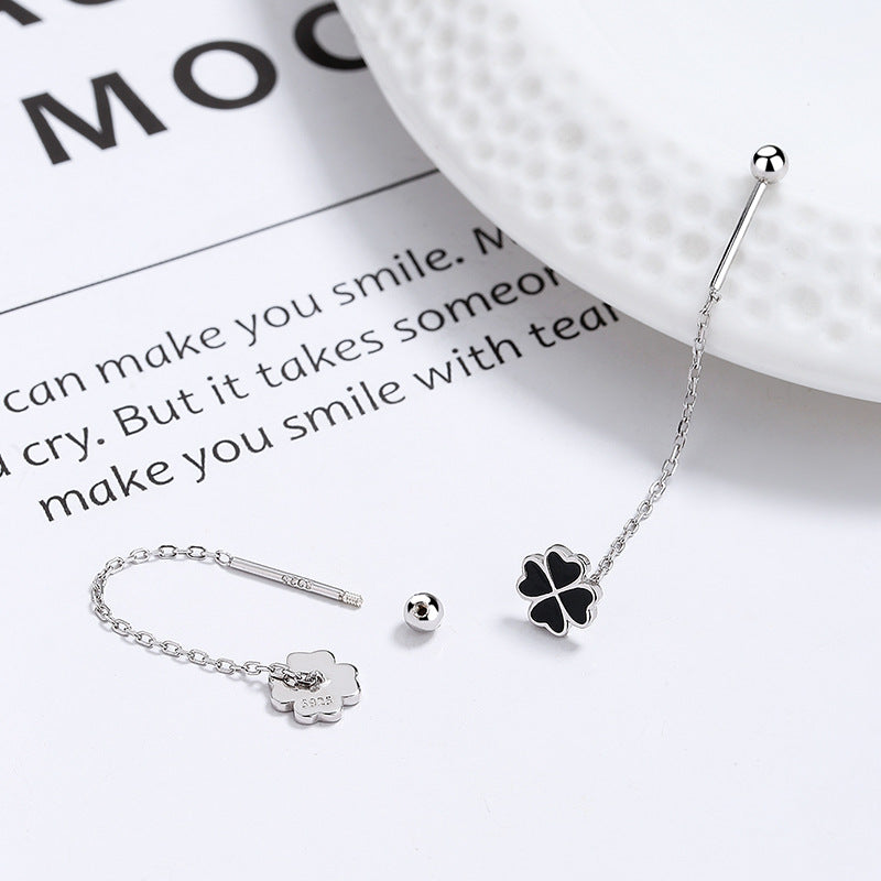 925 Sterling Silver Long Heart Screw Back Stud Earrings