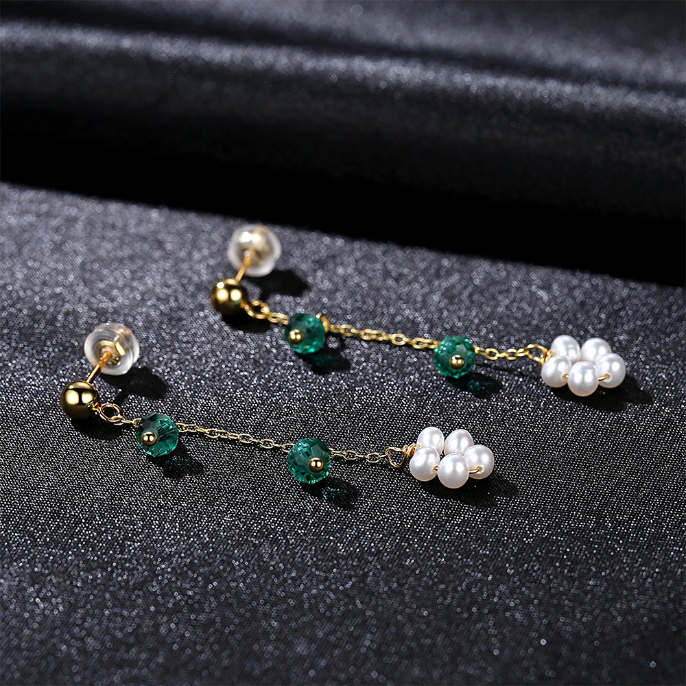 Pendientes colgantes de perla natural de plata de ley 925, joyería de moda, regalo para mujeres y niñas.