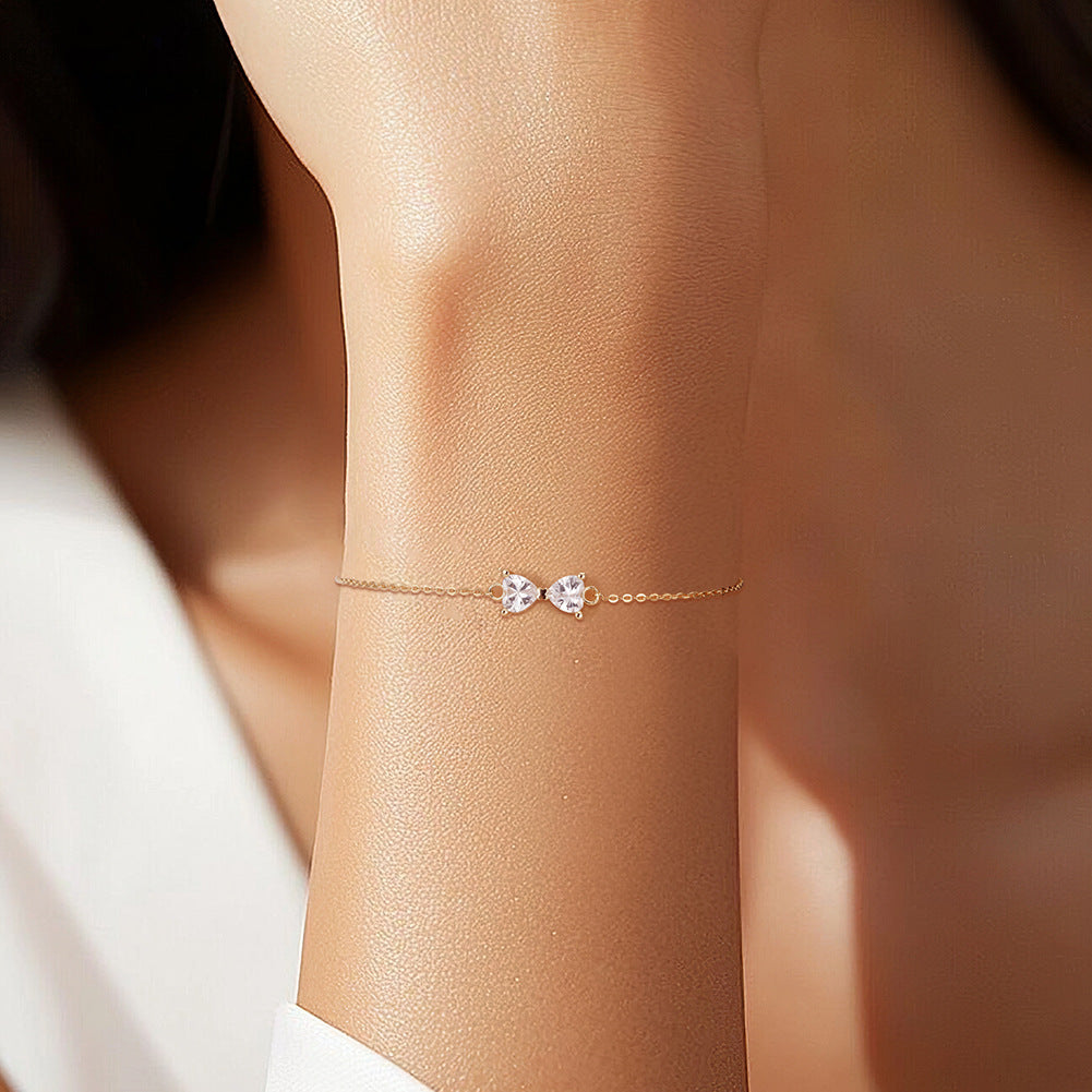 925 Sterling Silver Heart Zircon Bracelet