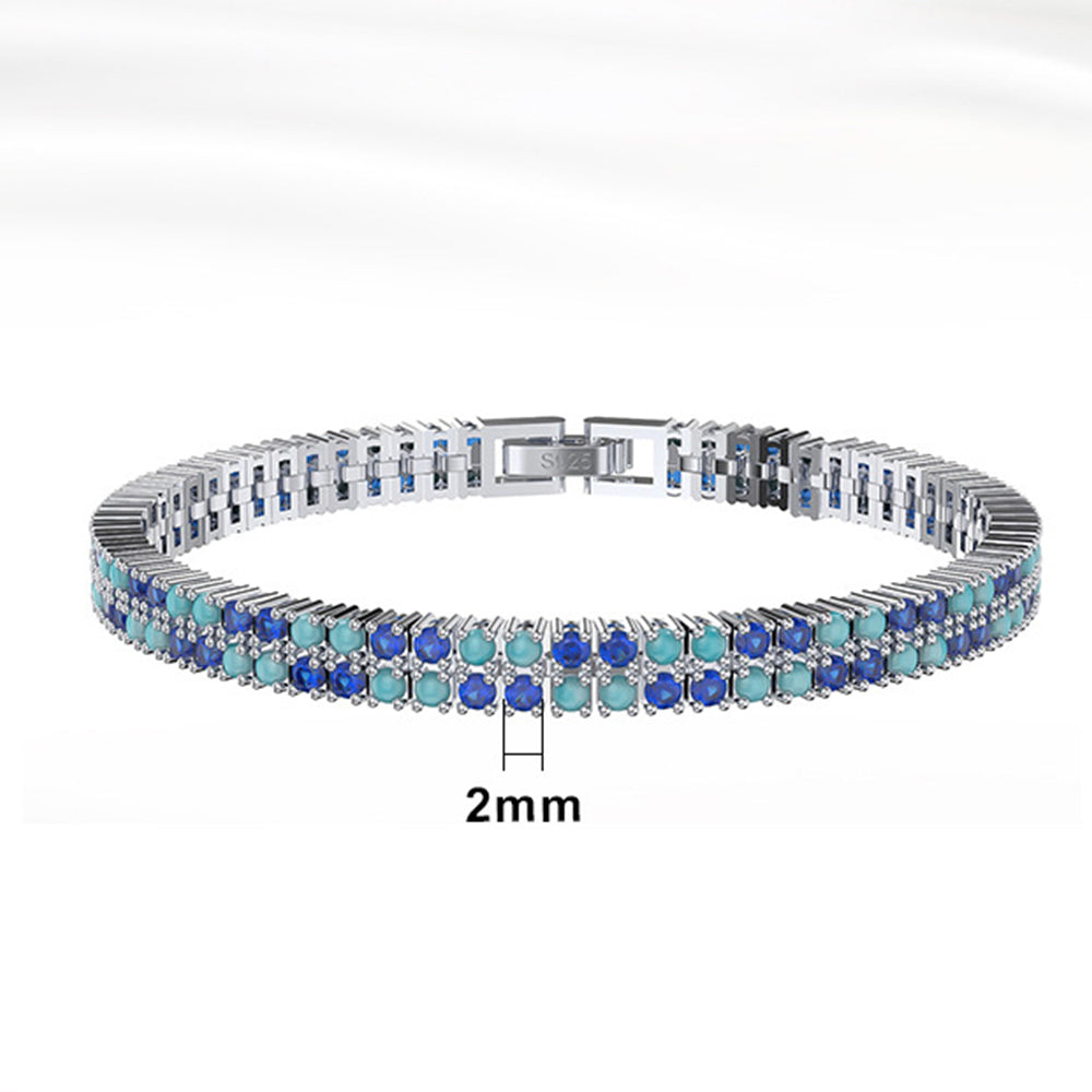 925 Sterling Silver 2mm Tennis Double Layer Bracelet