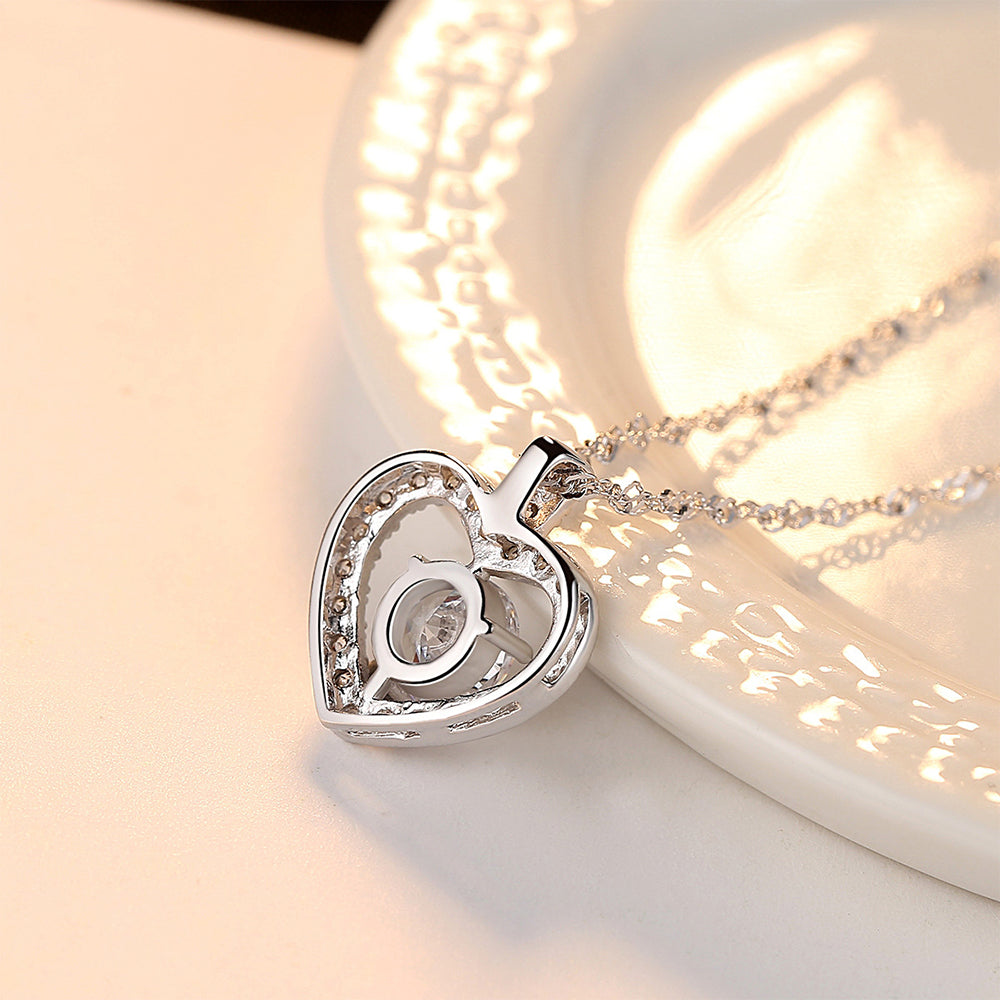 925 Sterling Silver Heart Necklace Fashion Jewelry Gift for Women Girls
